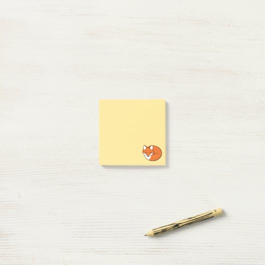 Post-it® Renard de dessin dormant sur Jaune (Sur un bureau)