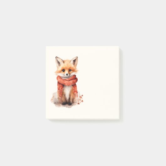 Post-it® Renard mignon en écharpe rouge (Devant)