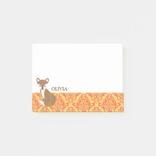 Post-it® Renard mignon sur bordure à motif orange