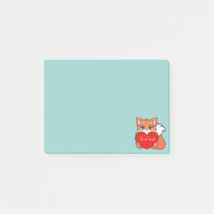 Post-it® Renard Mignon sur Fond Bleu Clair