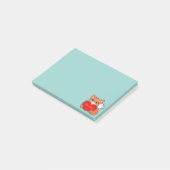 Post-it® Renard Mignon sur Fond Bleu Clair (Incliné)