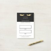 Post-it® Rendez-vous de cils élégant noir et or (Sur un bureau)