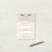 Post-it® Rendez-vous de cils élégants beige et or (Sur un bureau)