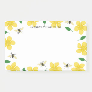 Post-it® Renoncules et abeilles - nom fait sur commande