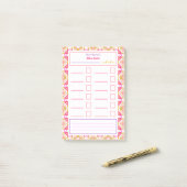 Post-it® Résolutions du Nouvel An rose But Tracker Checklis (Sur un bureau)