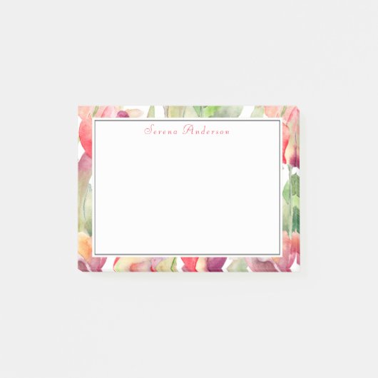 Post-it® Ressort Tulipes Aquarelle Florale avec votre nom (Devant)