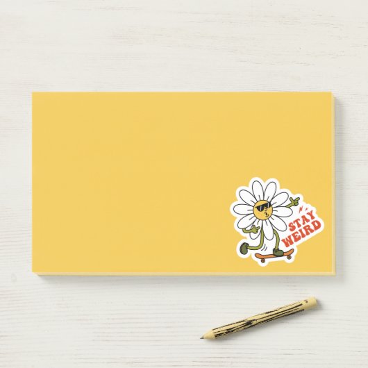 Post-it® Restez bizarre Skateboard Daisy (Sur un bureau)