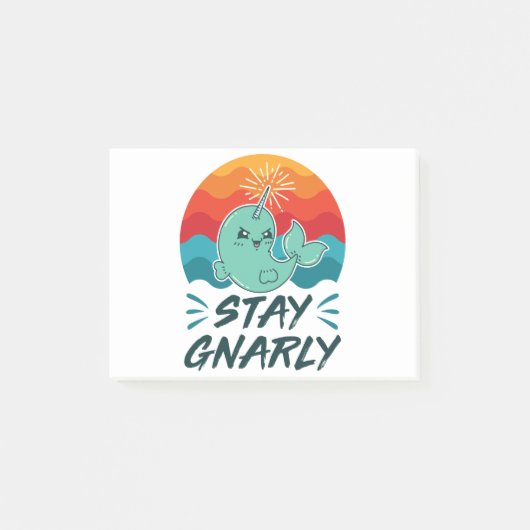 Post-it® Restez Gnarly mignon Narwhal Narwhal Amover (Devant)