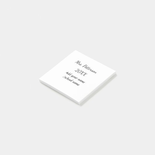 Post-it® Retour à l'école ajouter nom de l'enseignant année (Incliné)