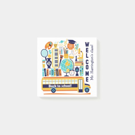 Post-it® Retour aux notes de texte personnalisées de l'écol (Devant)