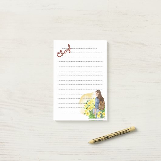 Post-it® Retourner à l'école filles post-it Notes (Sur un bureau)