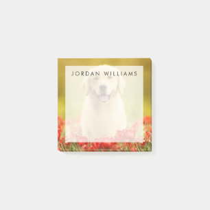 Post-it® Retraité d'or dans les fleurs rouges