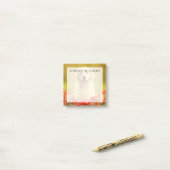 Post-it® Retraité d'or dans les fleurs rouges (Sur un bureau)