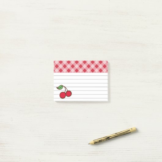 Post-it® Retro Cherry En vichy Kitchen Post It Notes Cadeau (Sur un bureau)