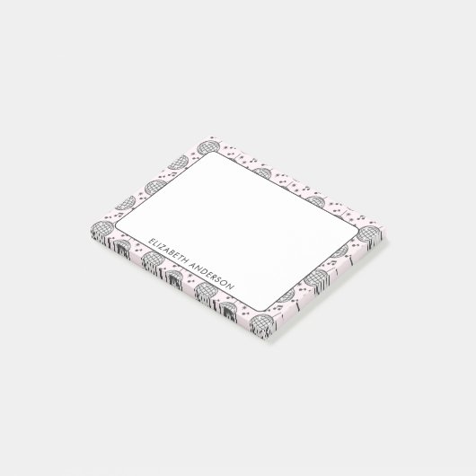 Post-it® Retro Disco Ball rose Motif fille (Incliné)