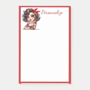 Post-it® Retro Glam Girl Rose Tatouage Red Frontière Person