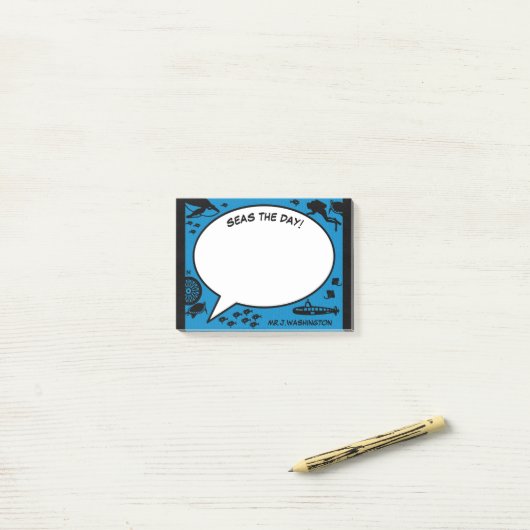 Post-it® rétro océan AVENTURE COMICS don enseignant de scie (Sur un bureau)