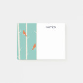 Post-it® Rétro Orange Birds on Birch Trees (Devant)