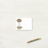 Post-it® Rétro tasse de thé pleuvante de nuage de feuilles (Sur un bureau)