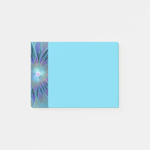 Post-it® Rêve de fleur abstraite fractale violet bleu Art