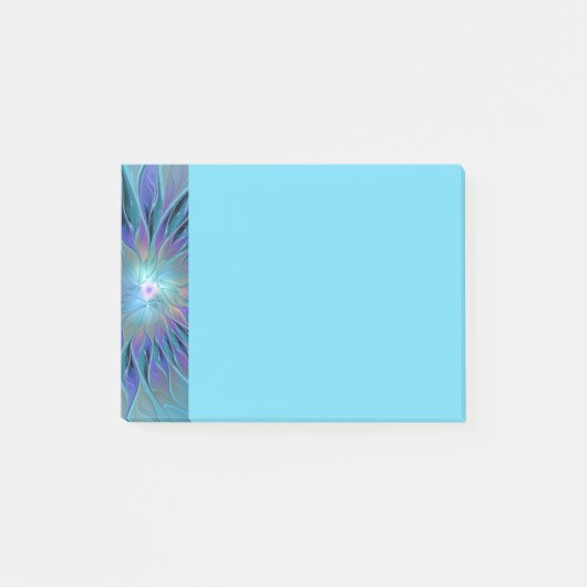Post-it® Rêve de fleur abstraite fractale violet bleu Art (Devant)