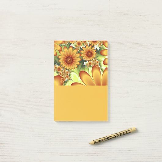 Post-it® Rêve Floral, Art Fractal Moderne Abstrait Fleur (Sur un bureau)