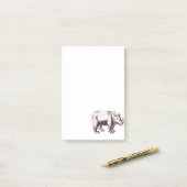 Post-it® Rhinocéros - dessin de style de la Renaissance (Sur un bureau)