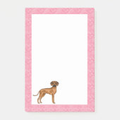 Post-it® Rhodesian Ridgeback Chien Love Coeur Motif rose (Devant)