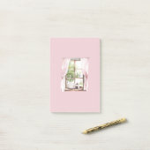 Post-it® Rideaux roses chat somme fenêtre (Sur un bureau)