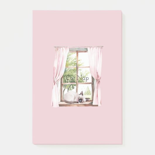 Post-it® Rideaux roses chat somme fenêtre (Devant)