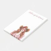Post-it® Robe de dame menthe à tête rouge (Incliné)