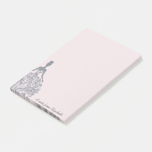 Post-it® Robe de Parties scintillant en argent cool - Perso (Incliné)