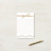 Post-it® Robe marron adorable mignonne blanche avec une bel (Sur un bureau)