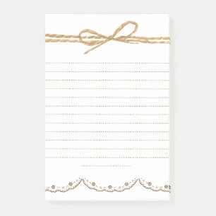 Post-it® Robe marron adorable mignonne blanche avec une bel