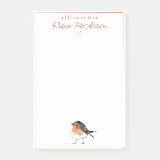 Post-it® Robin Orange mignon - Simple Élégant (Devant)