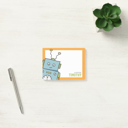 Post-it® Robot bleu mignon avec nom personnalisé (Bureau)