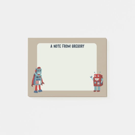 Post-it® Robots rétro mignons Sci-Fi personnalisé (Devant)