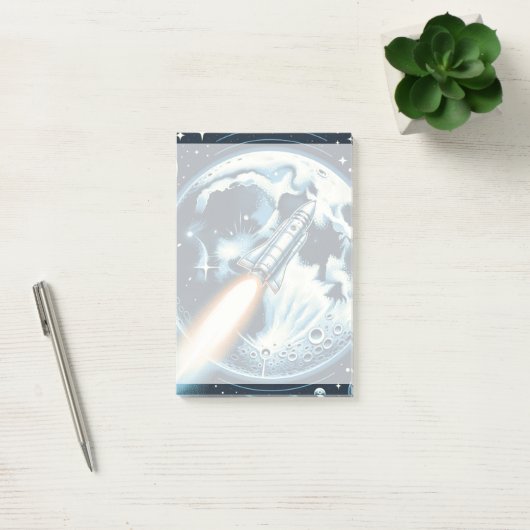 Post-it® Rocket Moon Space Carte d'effacement sec noir (Bureau)