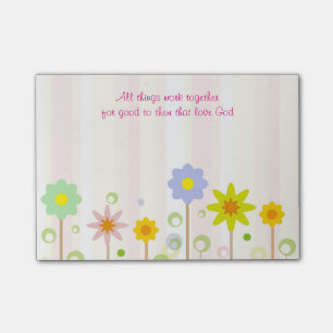 Post-it® Romains 8:28 Grève rose et citation chrétienne f