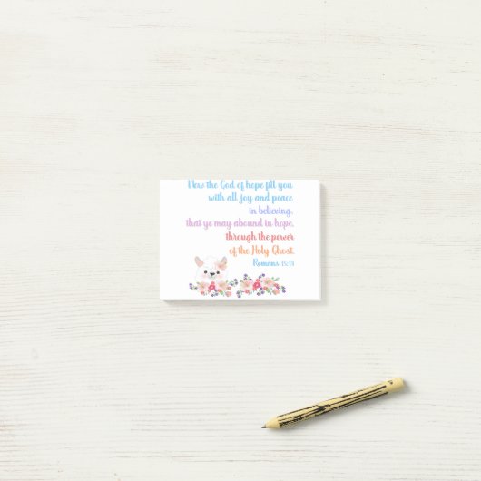 Post-it® Romans 15 Bible Verse Design (Sur un bureau)