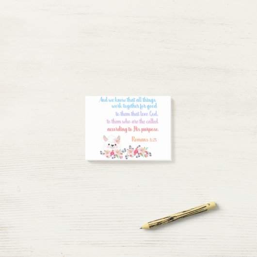 Post-it® Romans 8 Verset Bible Design (Sur un bureau)
