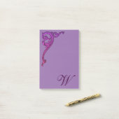 Post-it® Romantique Pastel Steampunk Goth Monogrammé (Sur un bureau)