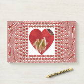 Post-it® Romantique Rouge Fleur Coeur Design 4 Moments spéc (Sur un bureau)