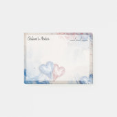 Post-it® Romantique Tendance Coeurs Bleu & Rouge 4" x 3" (Devant)