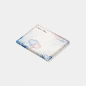 Post-it® Romantique Tendance Coeurs Bleu & Rouge 4" x 3" (Incliné)