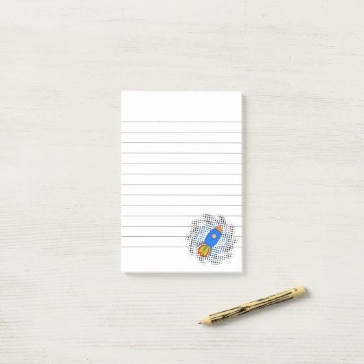 Post-it® Roquette De Dessin Avec Halftones Galaxy Linked (Sur un bureau)