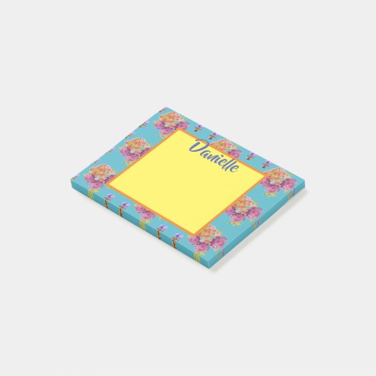 Post-it® Rose Aquarelle Art Femmes Nom Post Notes (Incliné)