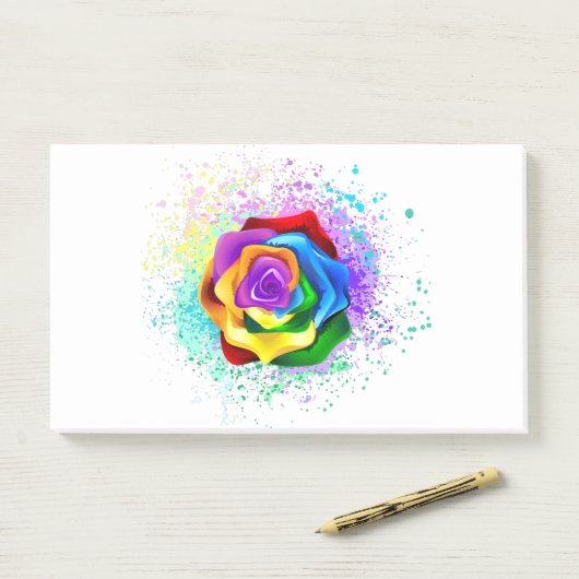 Post-it® Rose arc-en-ciel coloré (Sur un bureau)