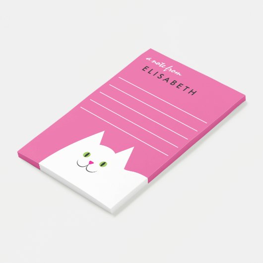 Post-it® Rose blanc de chat de Kitty (Incliné)