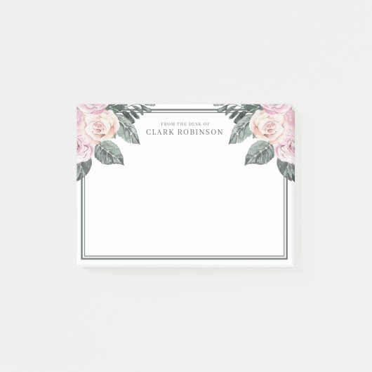 Post-it® Rose Brut Du Bureau Des Roses Aquarellés (Devant)